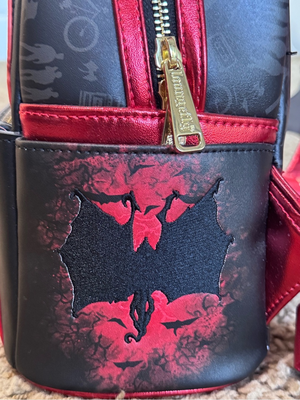 Loungefly Stranger Things Red and Black Mini Backpack with Characters - Picture 6 of 9